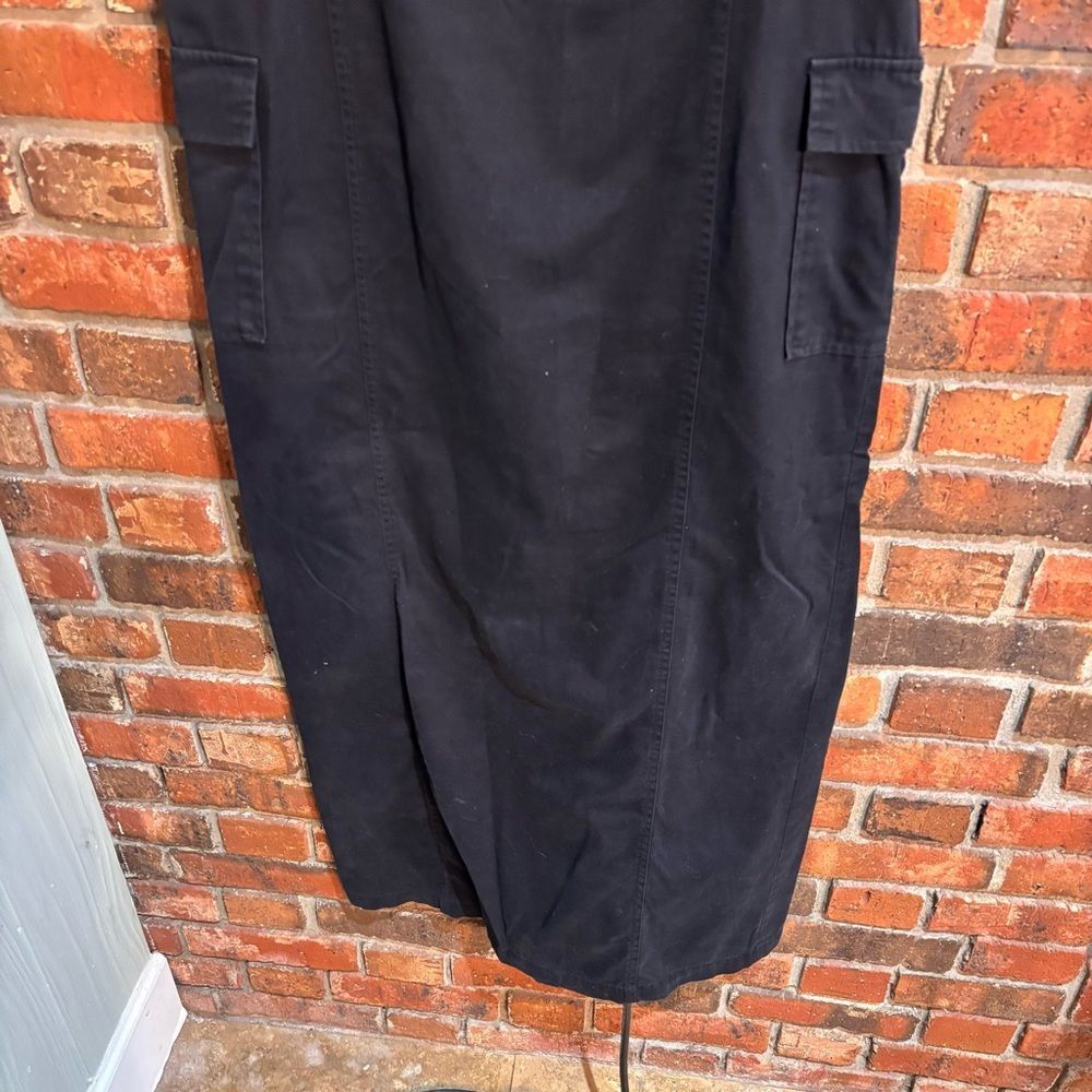 Express womens vintage cargo overall midi dress black 3/4 - Picture 3 of 6